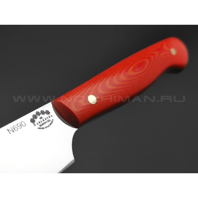Кухонный нож Овощной №1, сталь N690, рукоять G10 red & orange (Товарищество Завьялова)