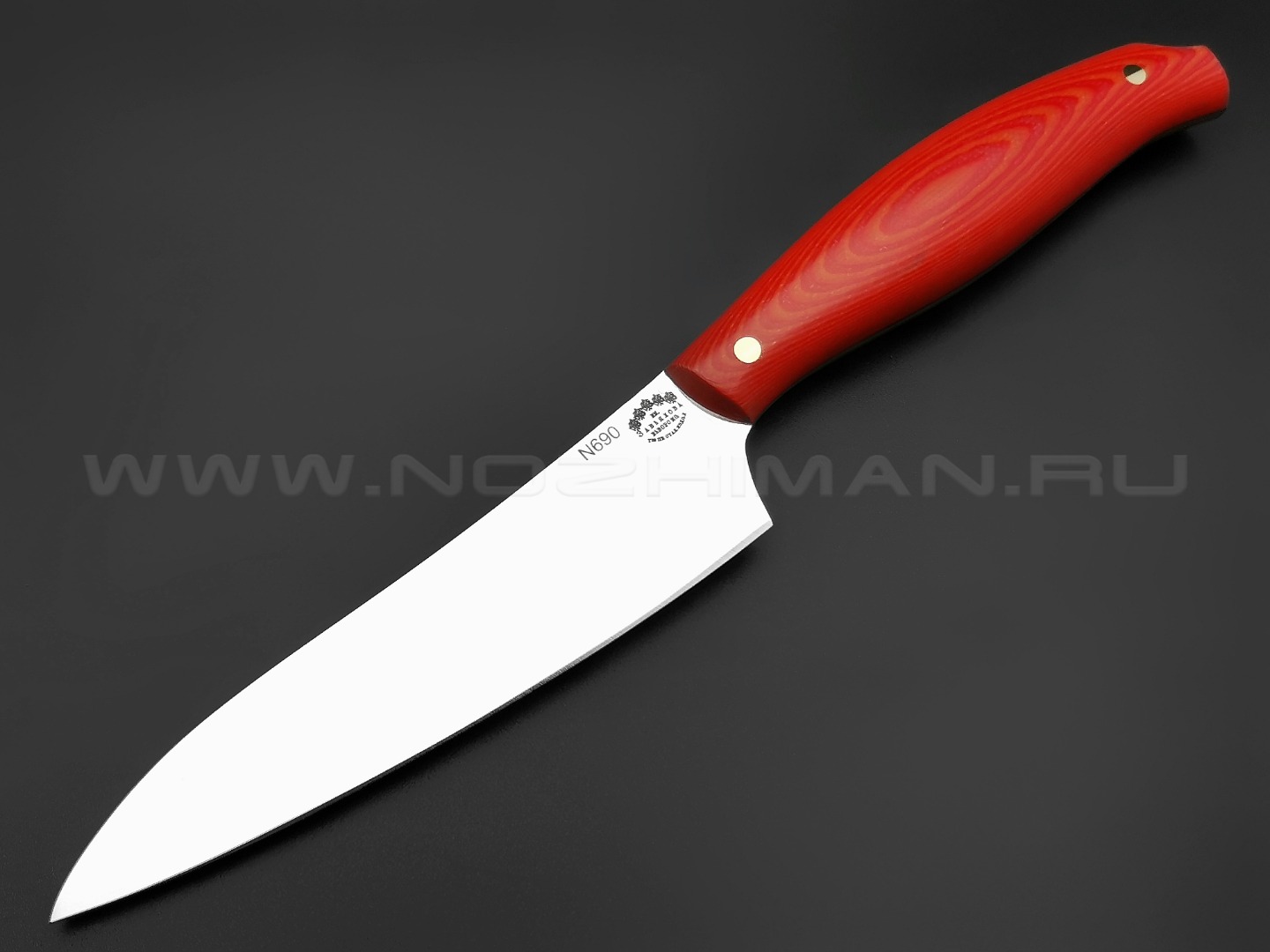 Кухонный нож Овощной №2, сталь N690, рукоять G10 red & orange (Товарищество Завьялова)