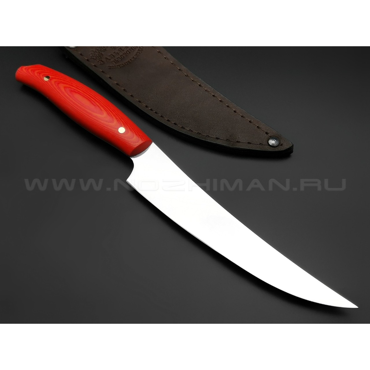 Филейный нож №2, сталь N690, рукоять G10 red & orange (Товарищество Завьялова)