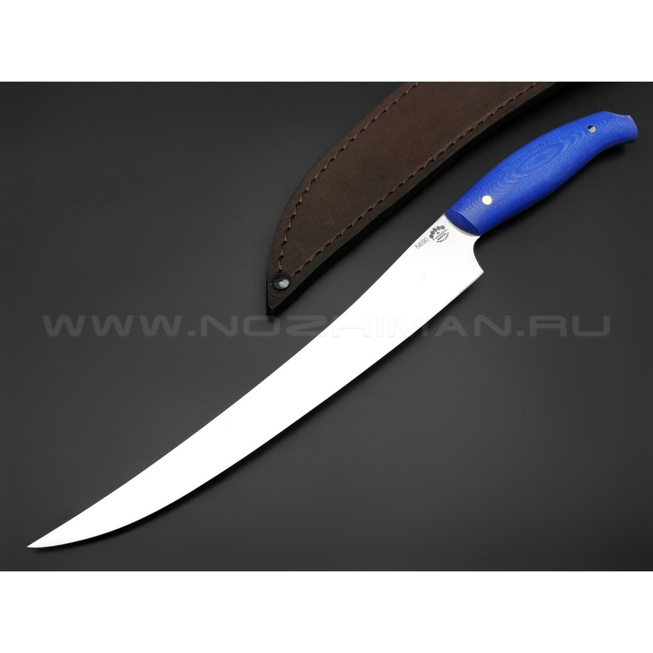Большой филейный нож №2, сталь N690, рукоять G10 blue (Товарищество Завьялова)