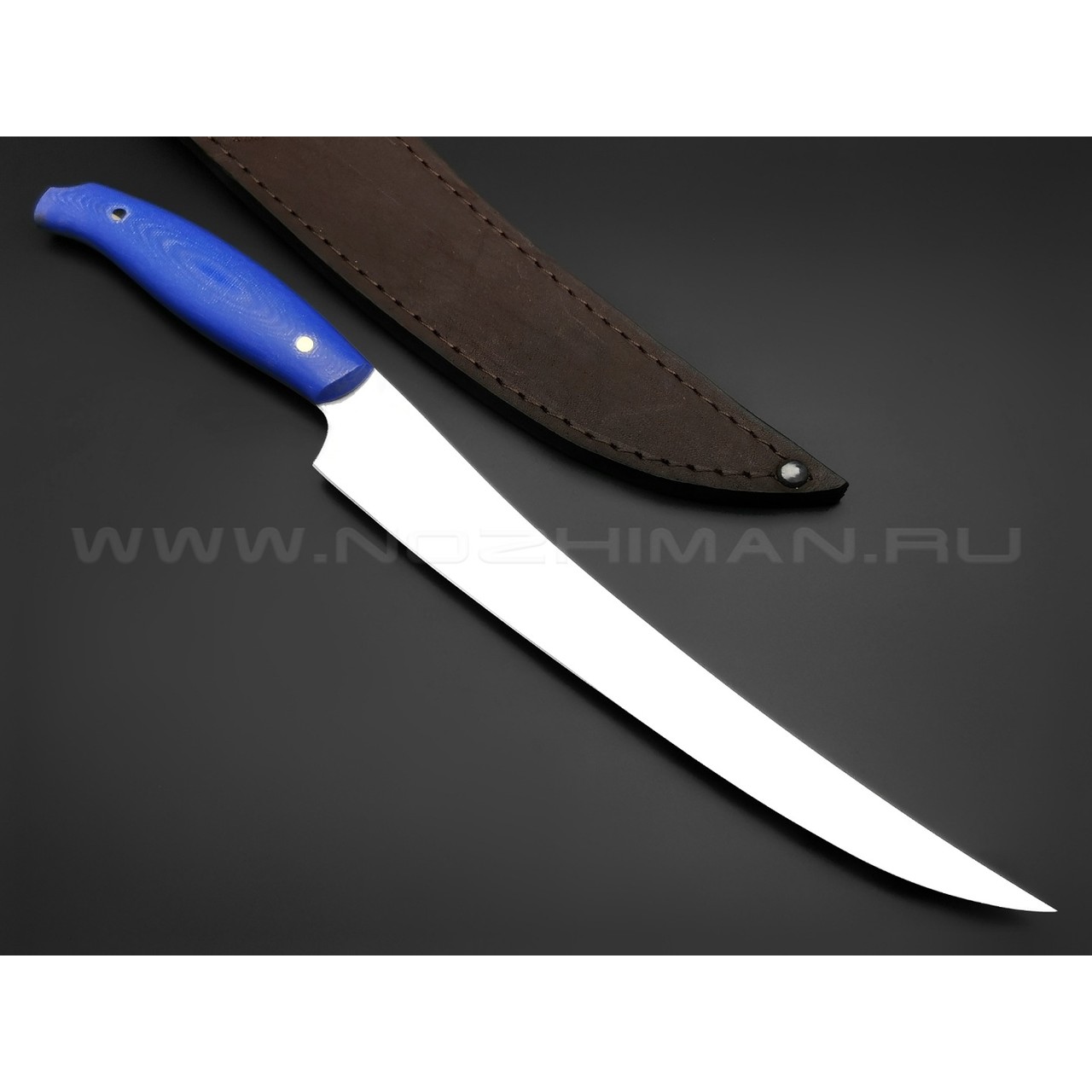 Большой филейный нож №2, сталь N690, рукоять G10 blue (Товарищество Завьялова)