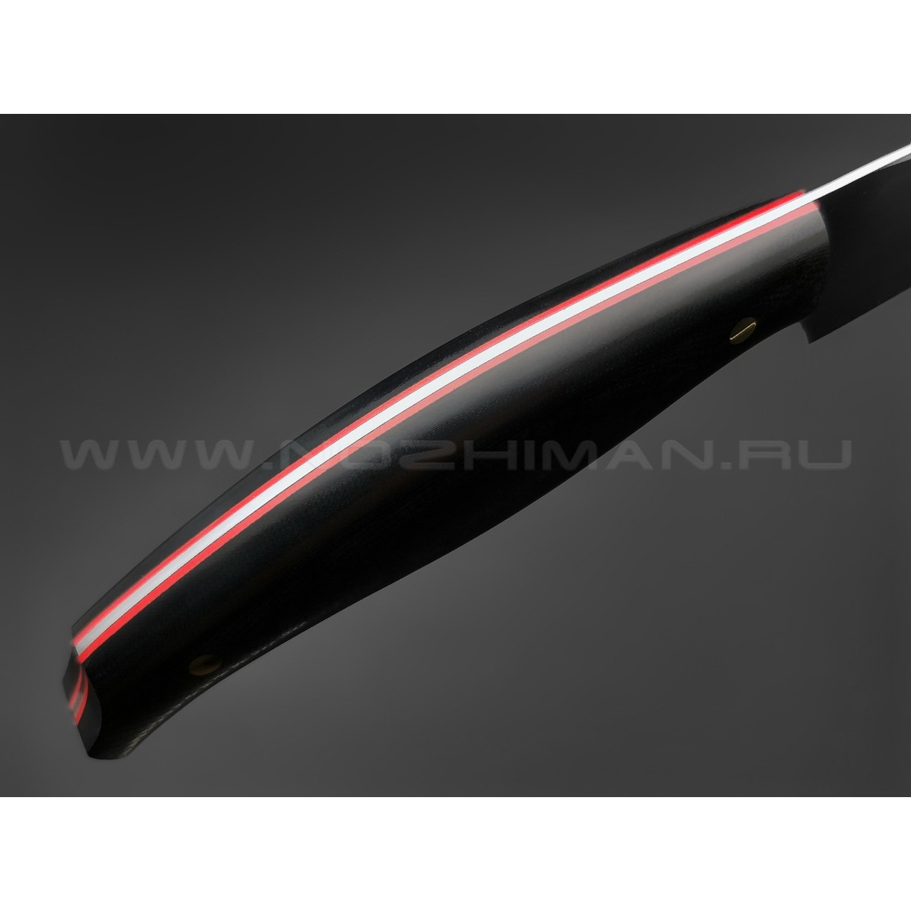 Товарищество Завьялова большой филейный нож №2 сталь N690, рукоять G10 чёрный с красным, латунь