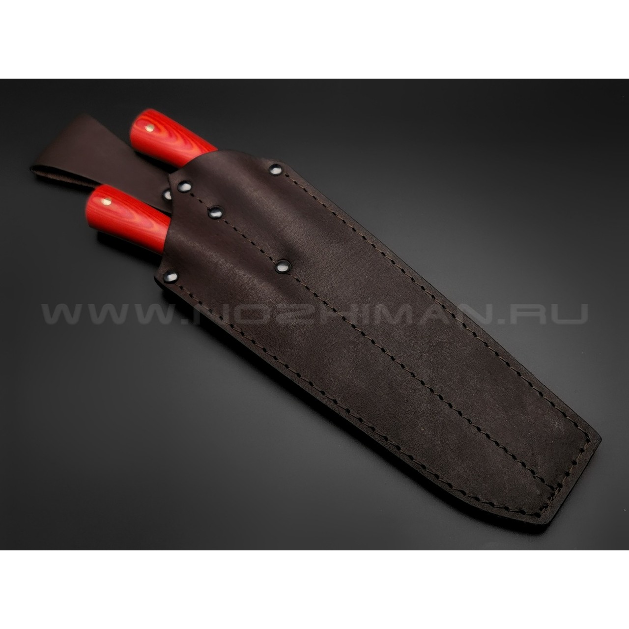 Набор для стейка, нож и вилка сталь N690, рукоять G10 orange (Товарищество Завьялова)