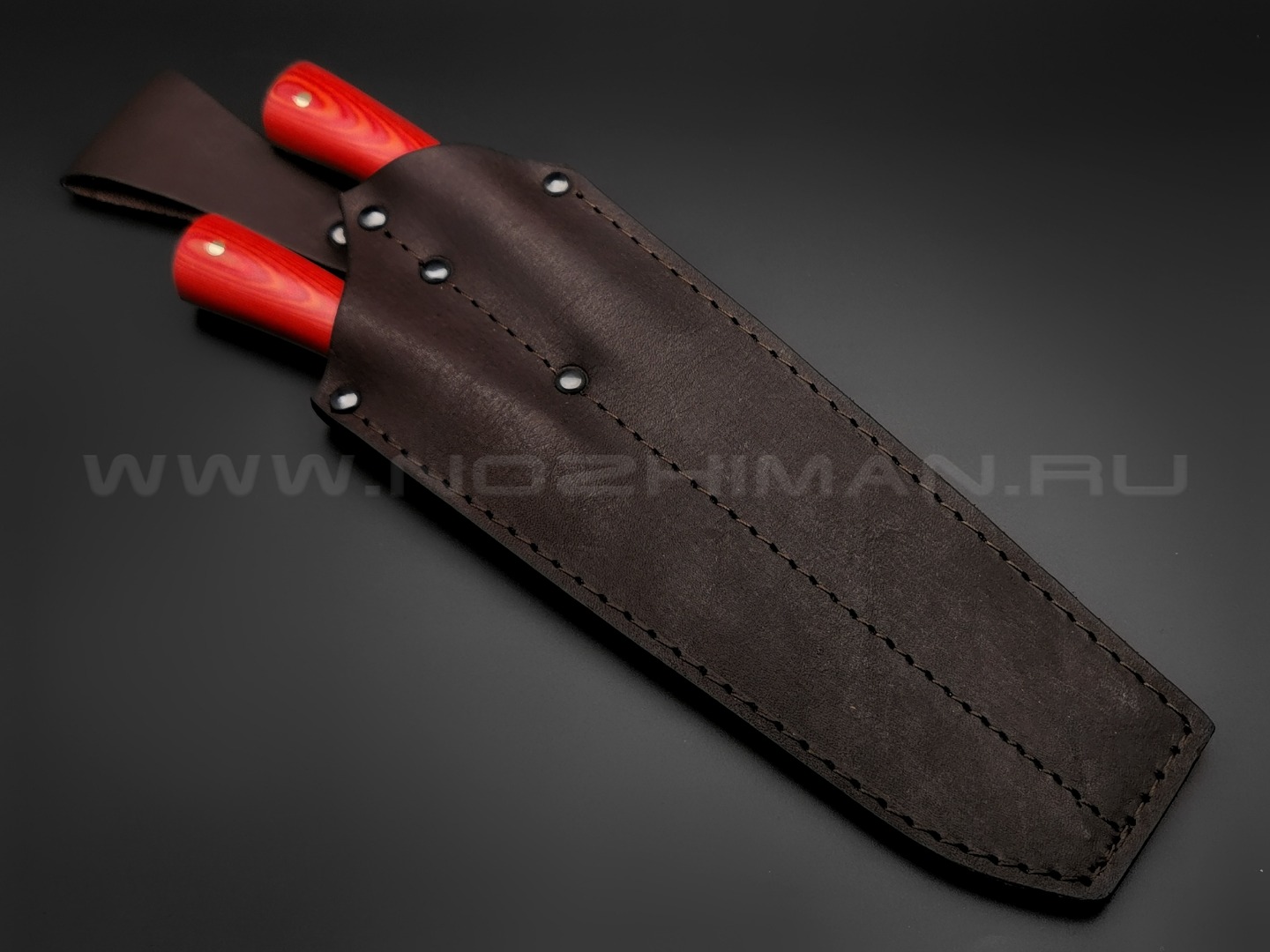 Набор для стейка, нож и вилка сталь N690, рукоять G10 orange (Товарищество Завьялова)