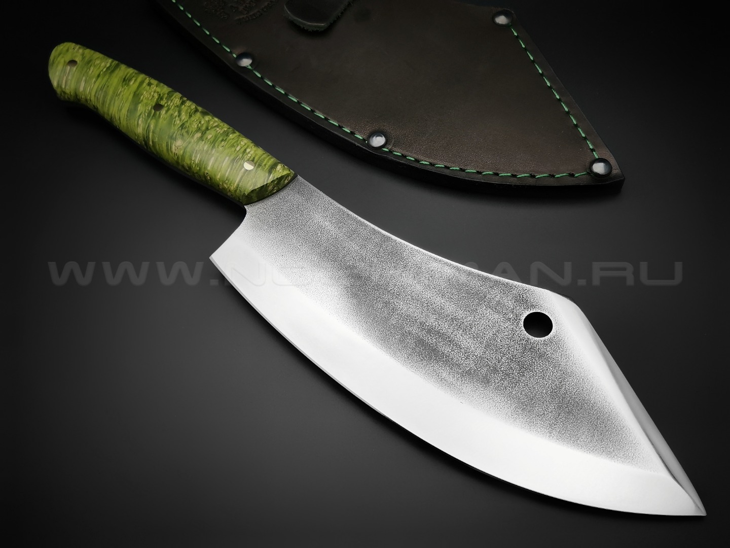 Нож "Биг Фуд" сталь K340, рукоять кап клёна зелёный (Товарищество Завьялова)