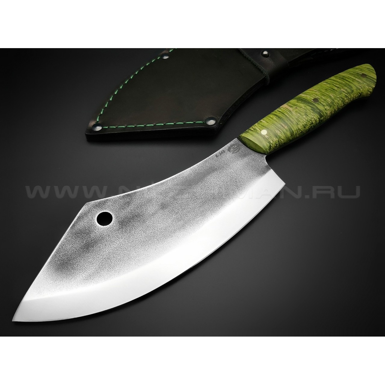 Нож "Биг Фуд" сталь K340, рукоять кап клёна зелёный (Товарищество Завьялова)
