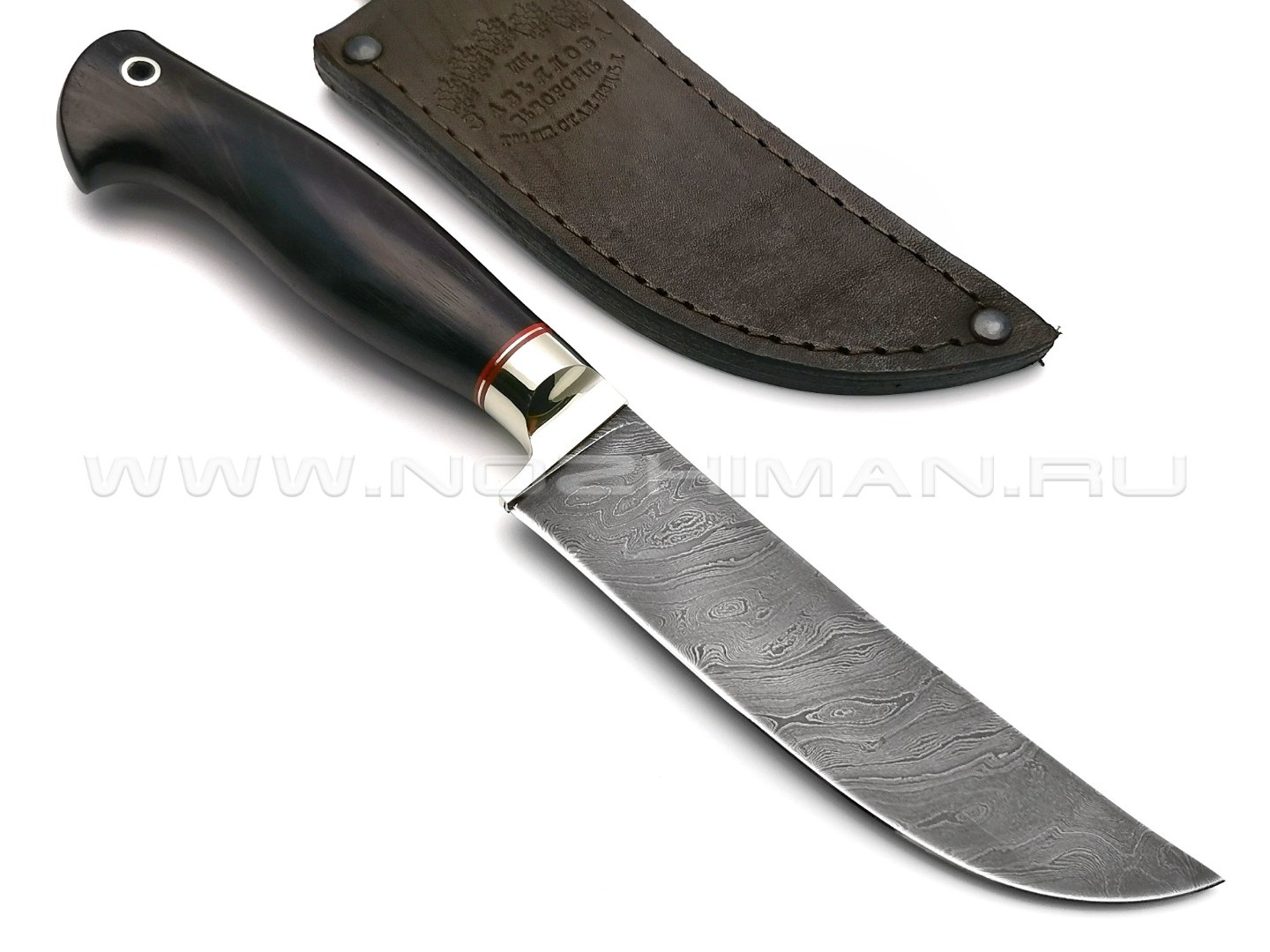 Нож "Пчак-М" дамасская сталь, рукоять дерево граб, мельхиор (Товарищество Завьялова)