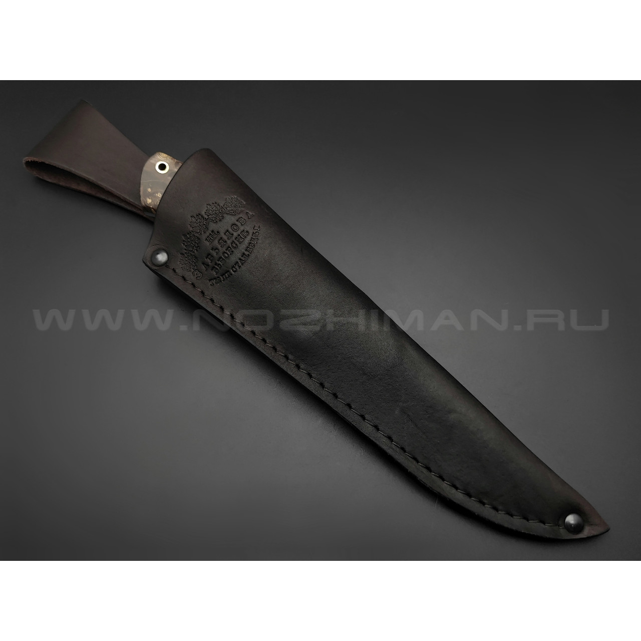 Нож "Боцман" дамасская сталь, рукоять кап клёна, латунь (Мастерская Наследие)