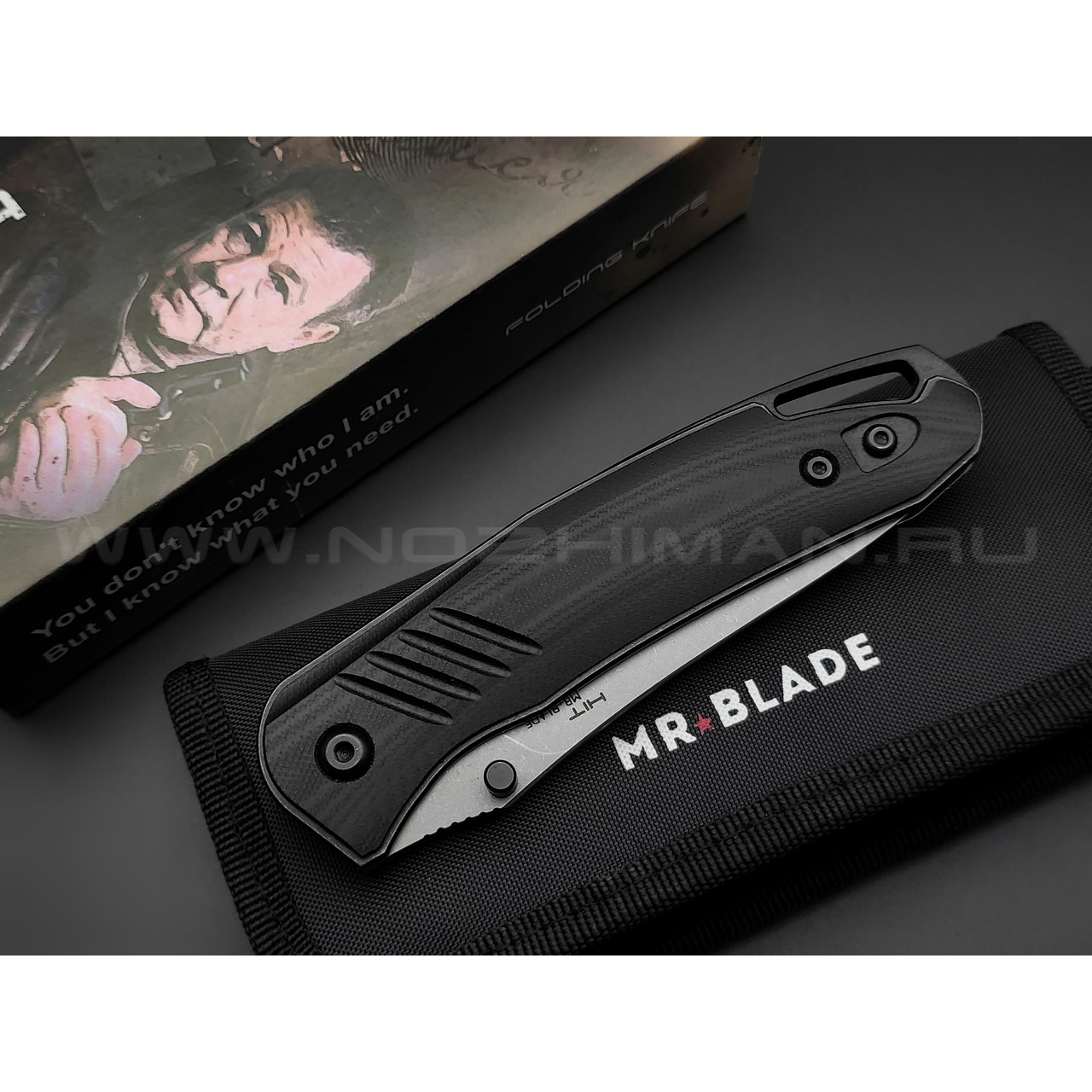 Mr.Blade нож HIT сталь D2 стоунвош, рукоять G10 black (автограф Сергея Селина)