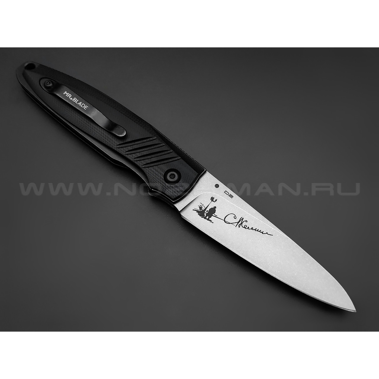 Mr.Blade нож Shot сталь D2 стоунвош, рукоять G10 black (автограф Сергея Селина)
