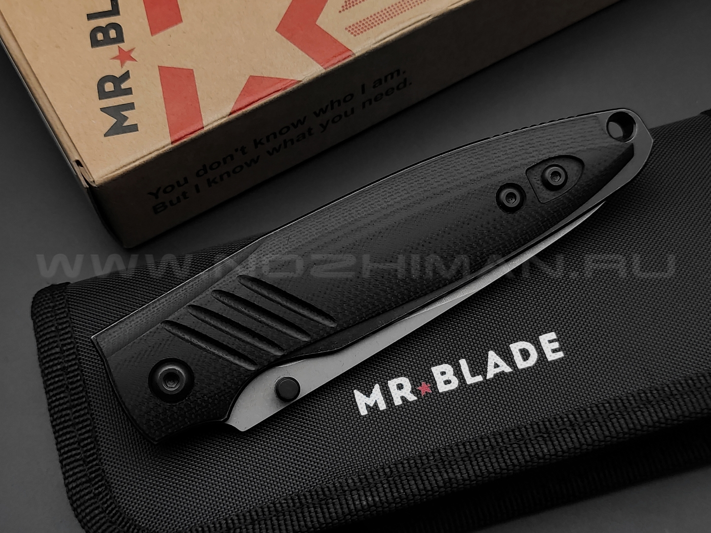 Mr.Blade нож Shot сталь D2 stonewash, рукоять G10 black (автограф Сергея Селина)