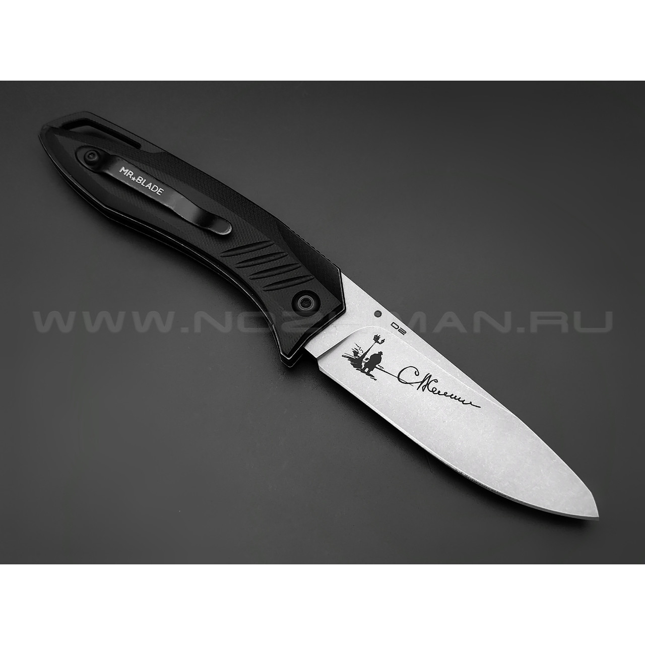 Mr.Blade нож Bang сталь D2 стоунвош, рукоять G10 black (автограф Сергея Селина)