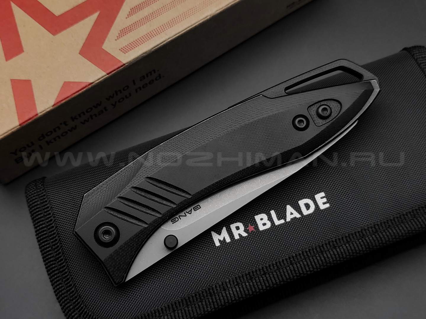 Mr.Blade нож Bang сталь D2 stonewash, рукоять G10 black (автограф Сергея Селина)