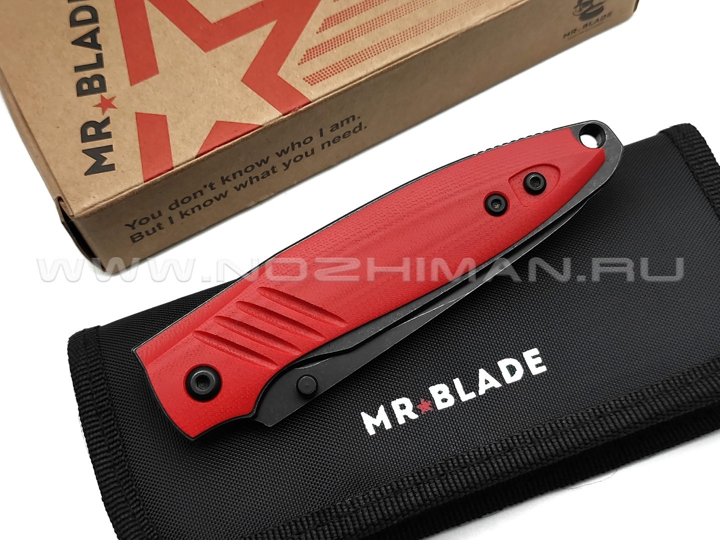 Mr.Blade нож Shot сталь D2 blackwash, рукоять G10 red (автограф Сергея Селина)