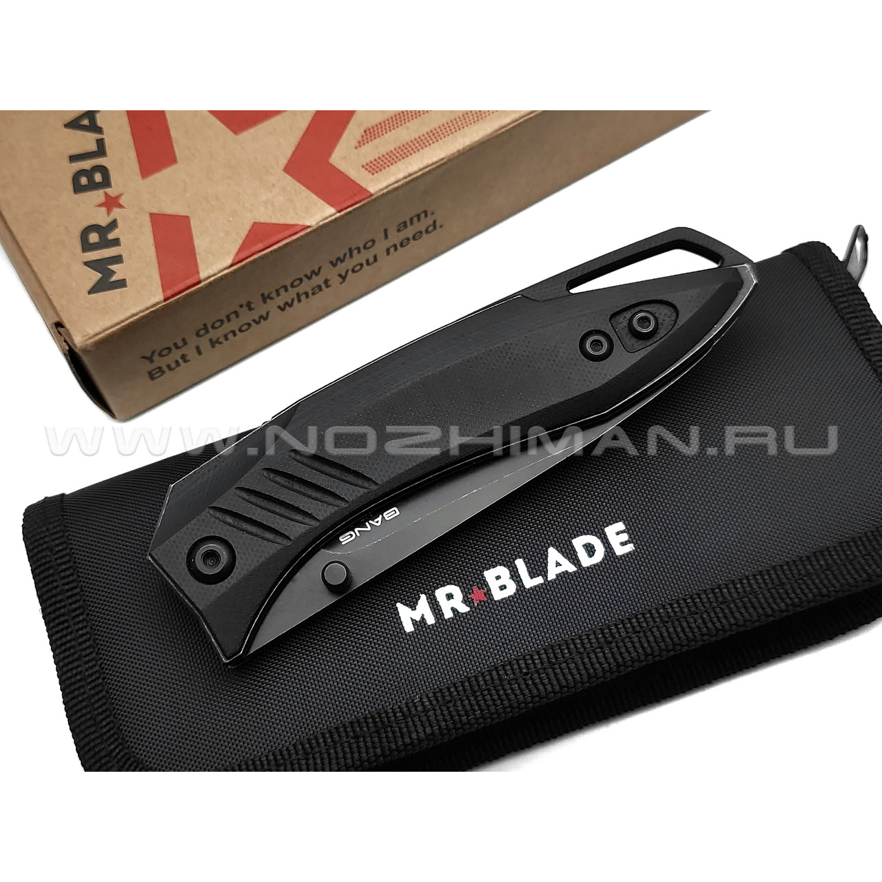 Mr.Blade нож Bang сталь D2 блэквош, рукоять G10 black (автограф Сергея Селина)