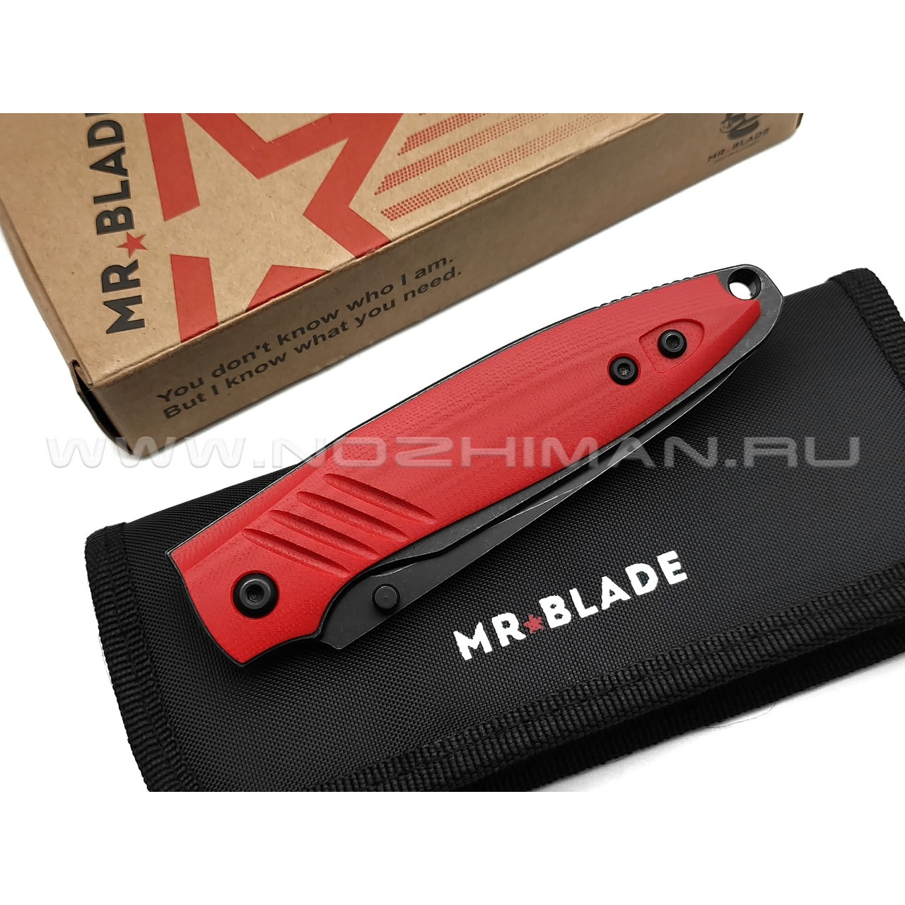 Mr.Blade нож Shot сталь D2 блэквош, рукоять G10 red