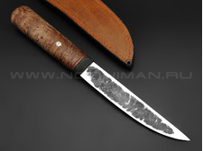 Нож Якутский "НЛВ55" сталь K340, рукоять карельская береза, латунь (Кузница Васильева)
