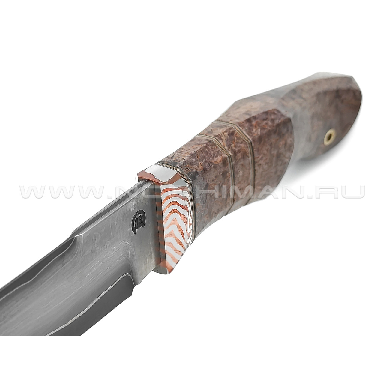 Нож "НЛВ48" ламинат S390, рукоять карельская береза, мокумэ-гане (Кузница Васильева)