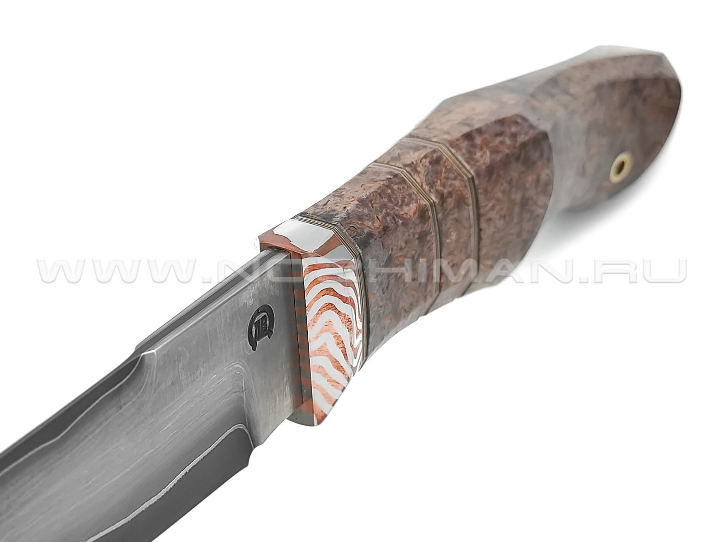 Нож "НЛВ48" ламинат S390, рукоять карельская береза, мокумэ-гане (Кузница Васильева)