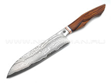 Кухонный нож "НЛВ57" ламинат S390, рукоять айронвуд, мокумэ-гане (Кузница Васильева)