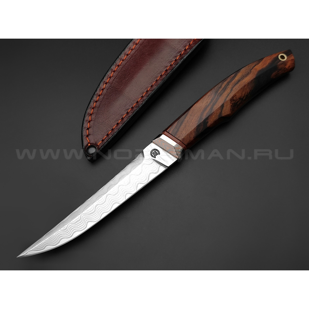 Нож "НЛВ61" ламинат M390, рукоять айронвуд, мокумэ-гане (Кузница Васильева)