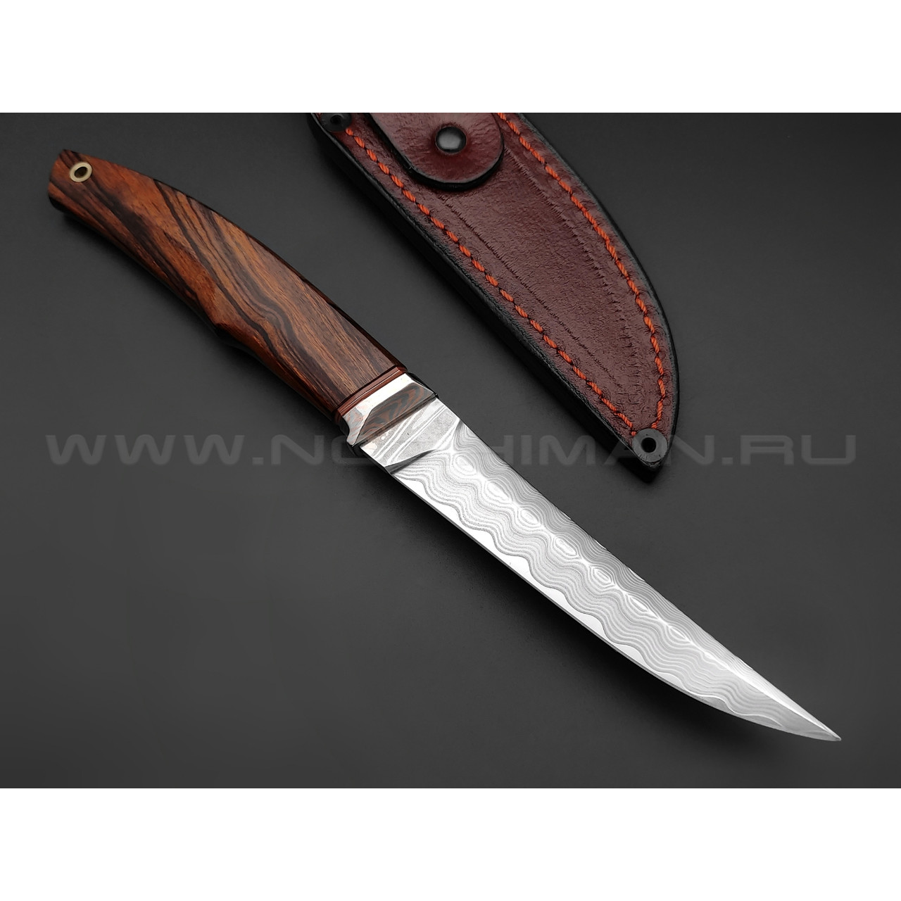 Нож "НЛВ61" ламинат M390, рукоять айронвуд, мокумэ-гане (Кузница Васильева)