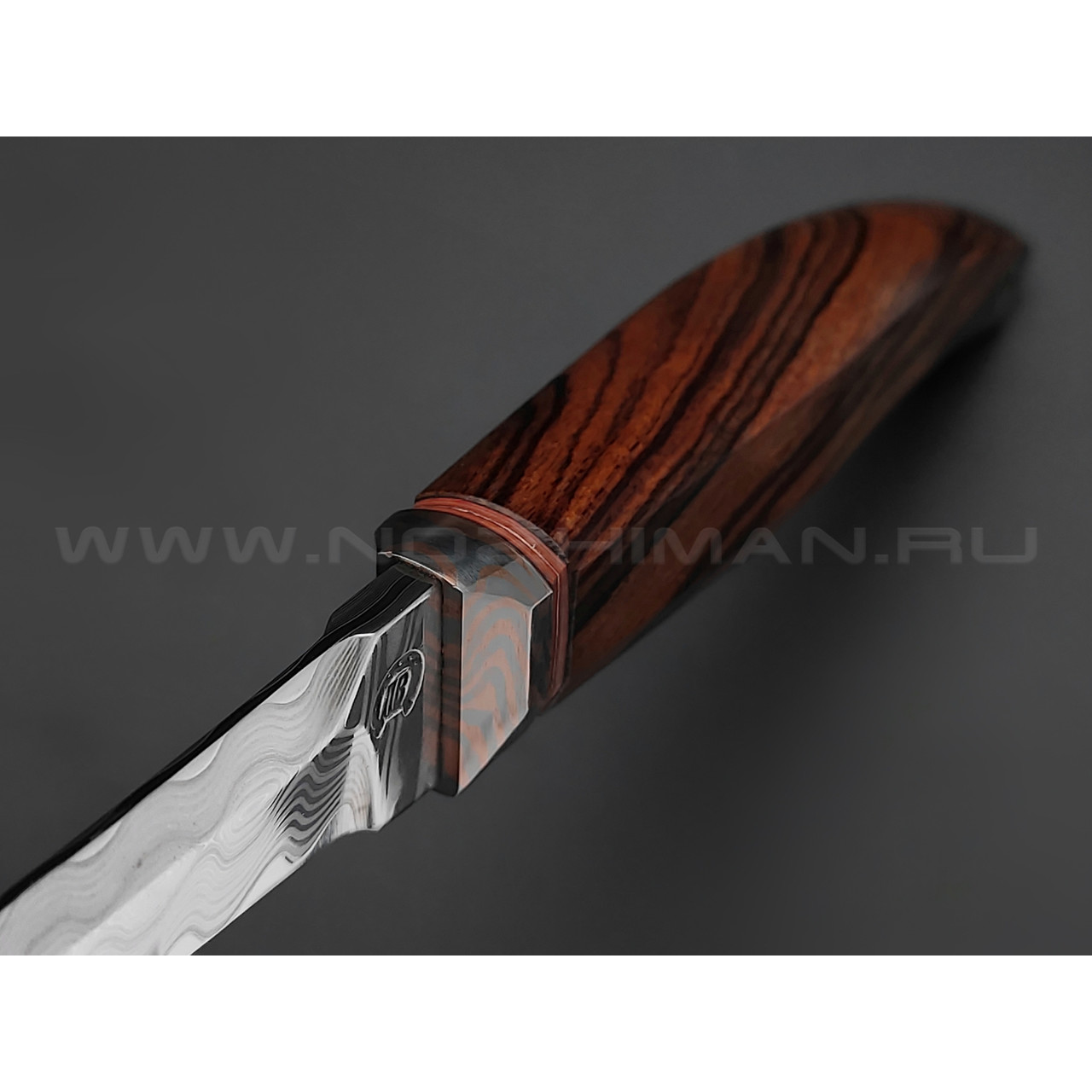 Нож "НЛВ61" ламинат M390, рукоять айронвуд, мокумэ-гане (Кузница Васильева)