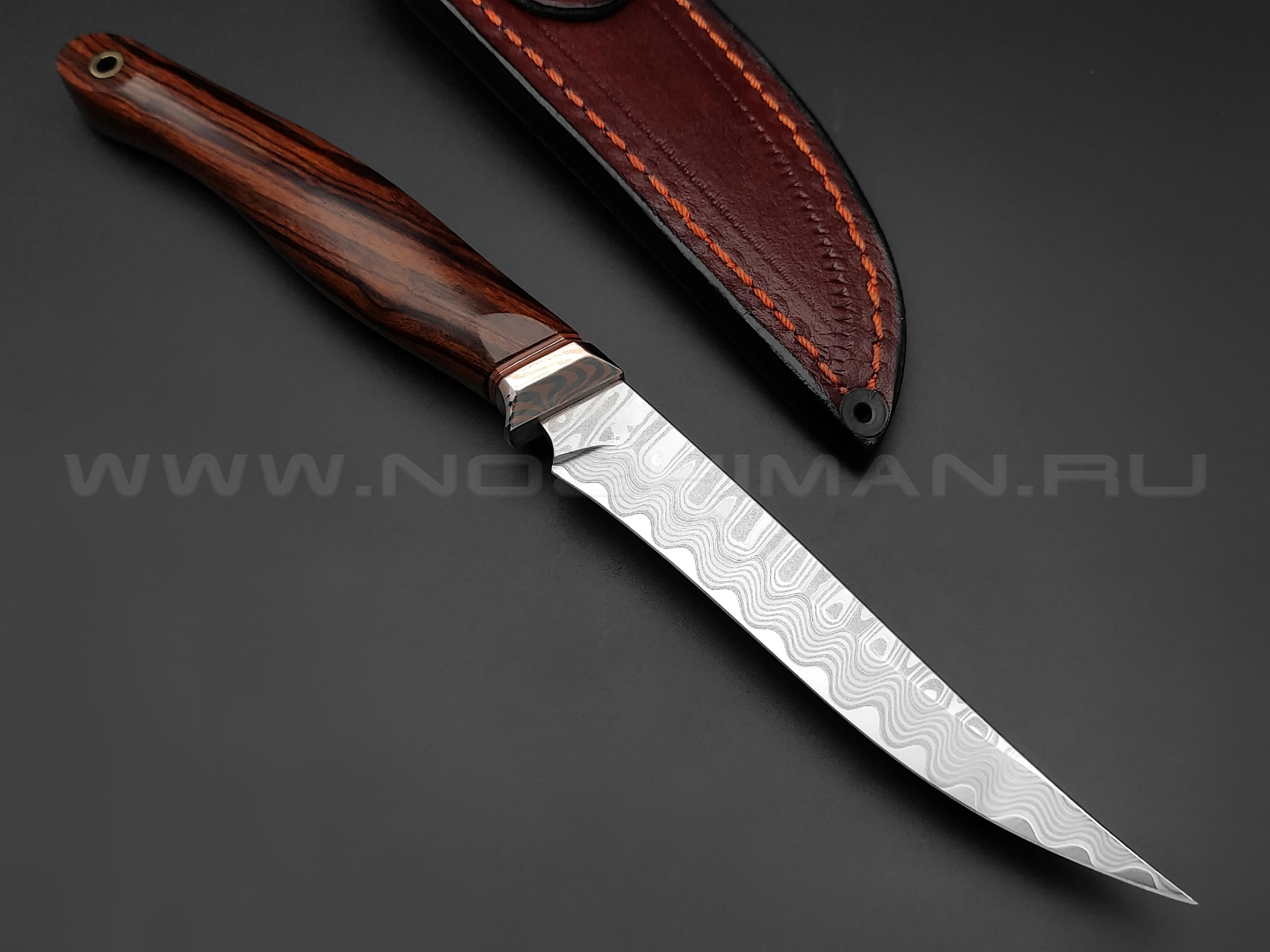 Нож "НЛВ62" ламинат M390, рукоять айронвуд, мокумэ-гане (Кузница Васильева)