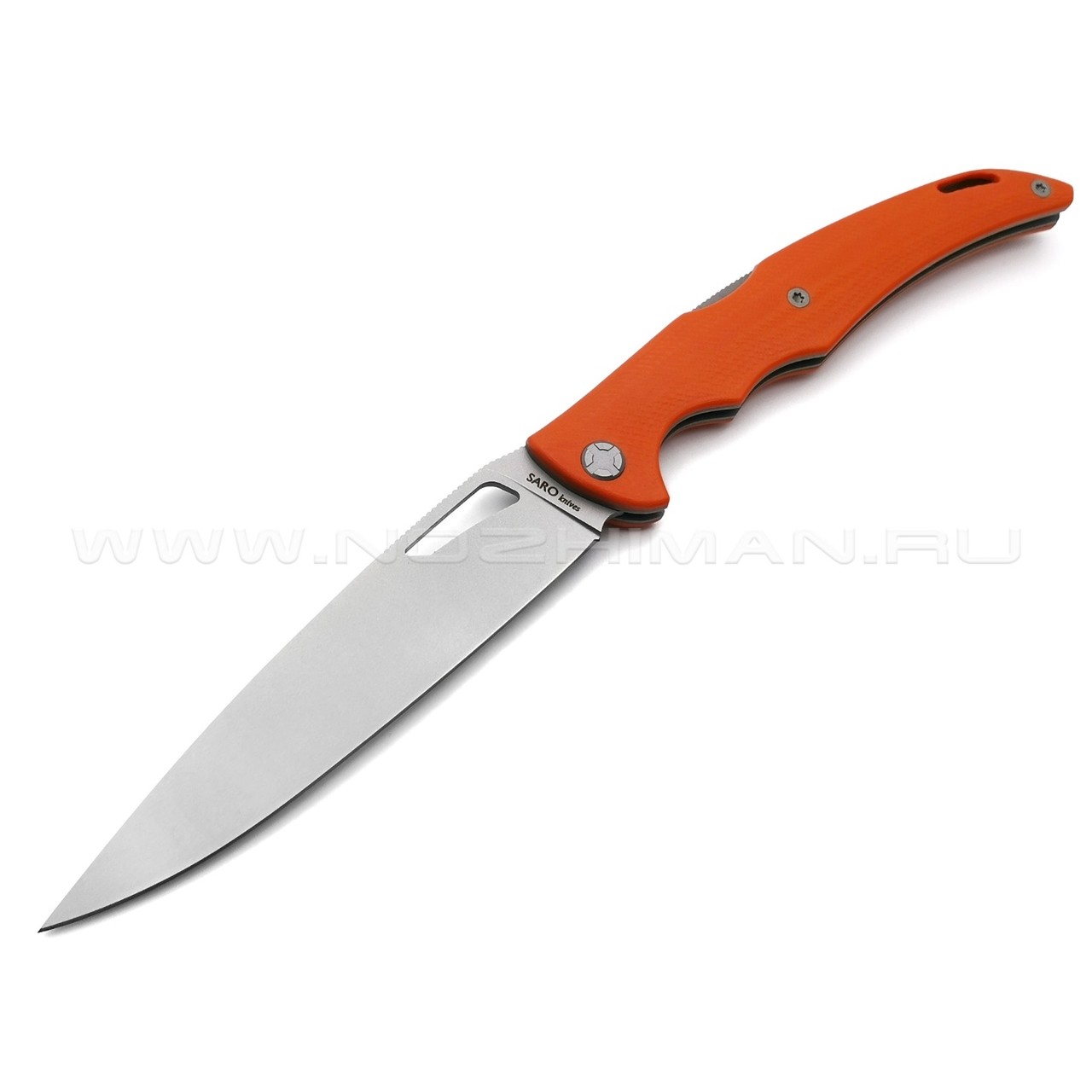 Saro нож Кайман XL сталь K110, рукоять G10 orange
