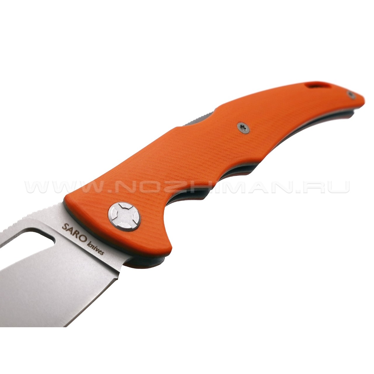 Saro нож Кайман XL сталь K110, рукоять G10 orange