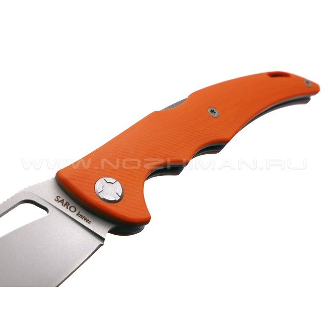 Saro нож Кайман XL сталь K110, рукоять G10 orange