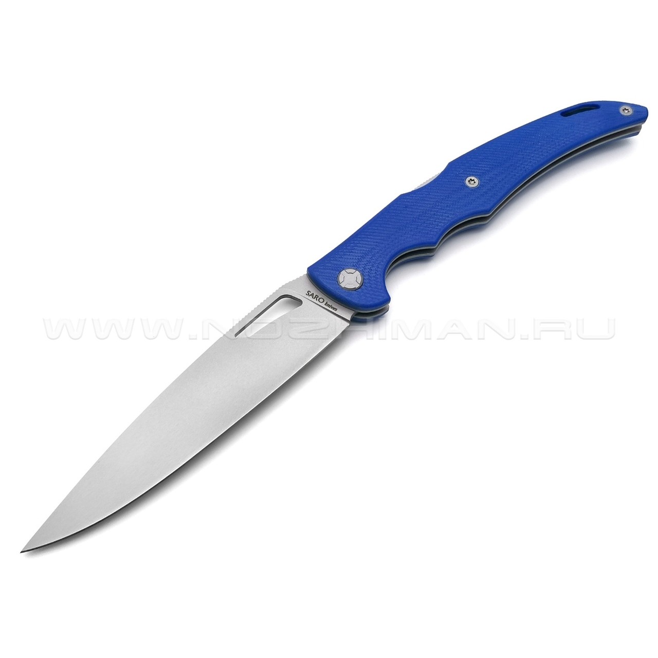 Saro нож Кайман XL сталь K110, рукоять G10 blue