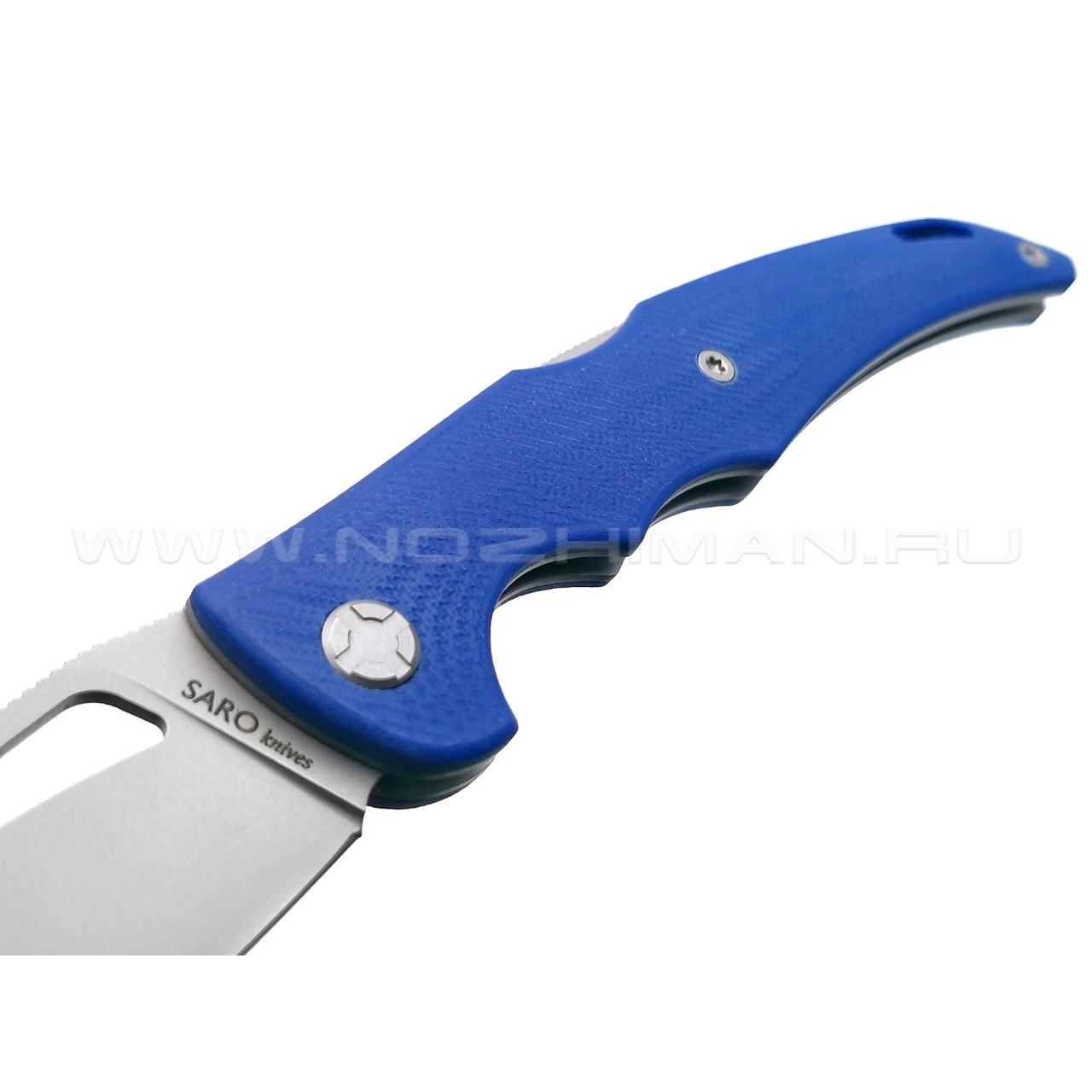 Saro нож Кайман XL сталь K110, рукоять G10 blue