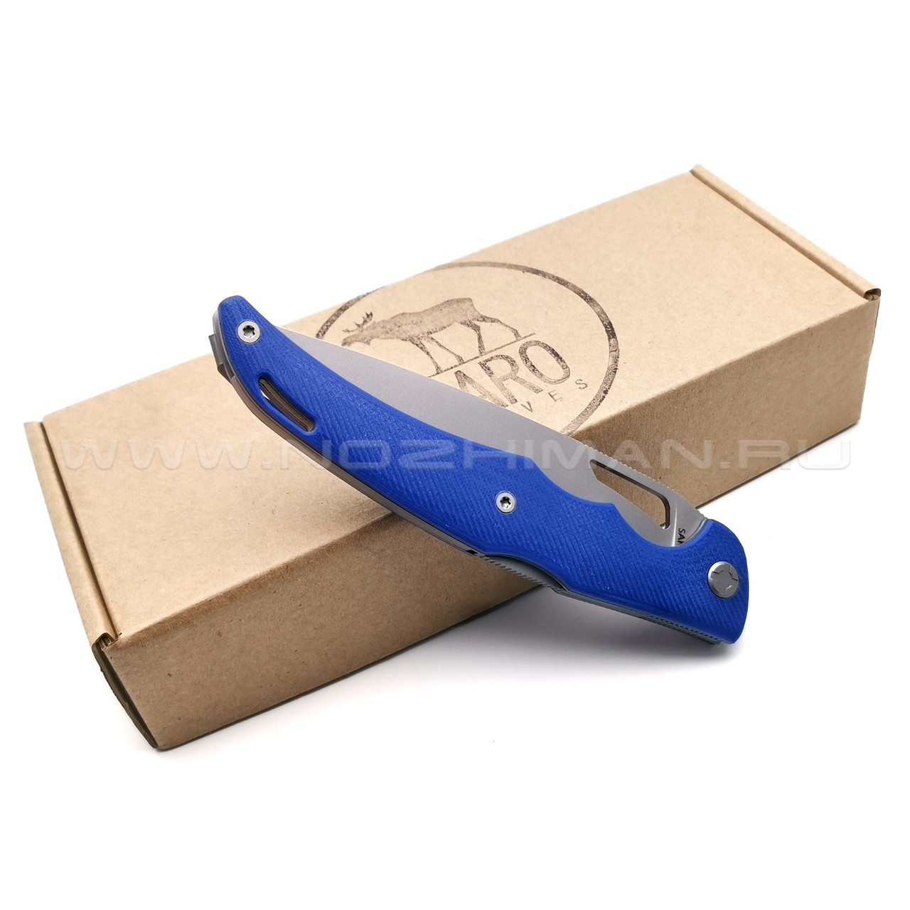 Saro нож Кайман XL сталь K110, рукоять G10 blue