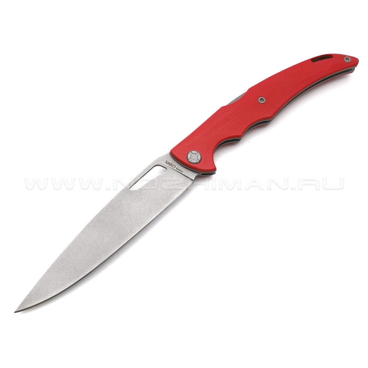 Saro нож Кайман XL сталь K110, рукоять G10 red