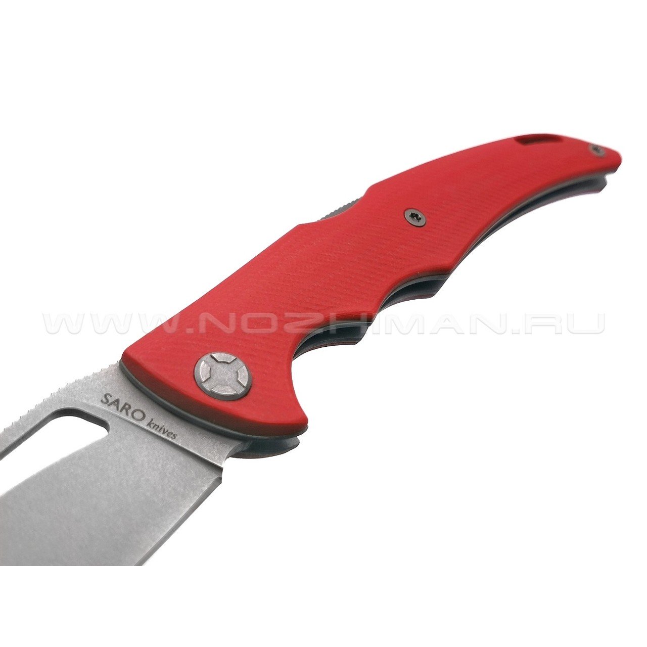 Saro нож Кайман XL сталь K110, рукоять G10 red