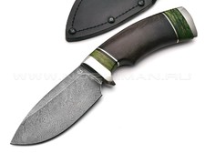 Нож "Барсук-3" дамасская сталь, рукоять дерево граб, мельхиор (Титов & Солдатова)
