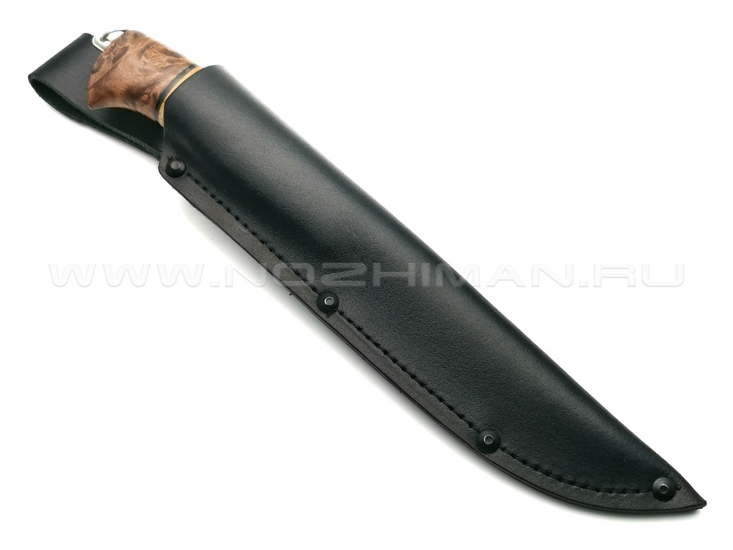 Нож "Засапожный-Т" дамасская сталь, рукоять наборная береста (Титов & Солдатова)