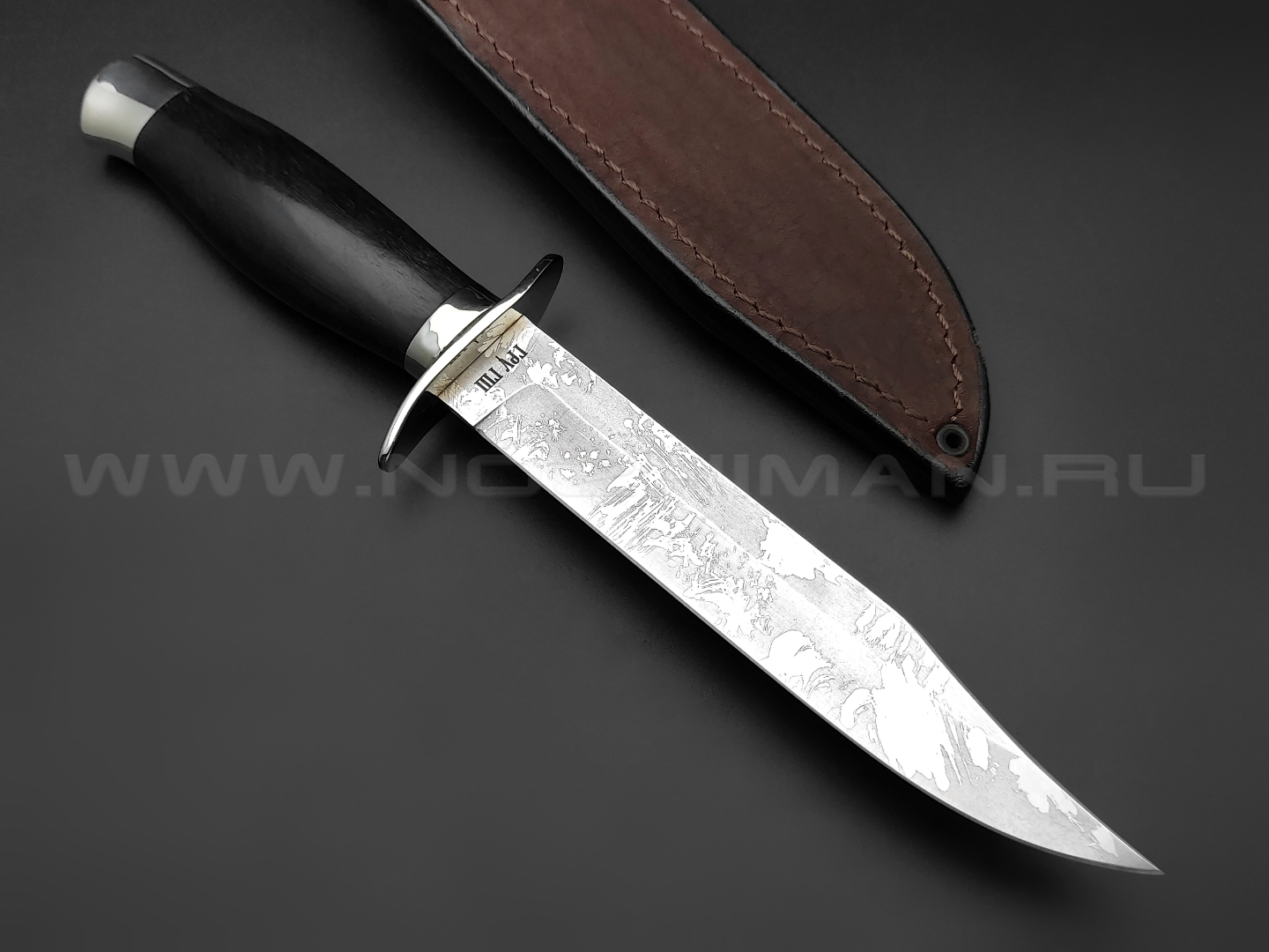 Нож разведчика "НР-40" сталь Х12МФ, рукоять дерево граб, мельхиор (Фурсач А. А.)