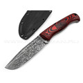 Волчий Век нож Ямской сталь PGK WA Дамаскаж, рукоять G10 black & red