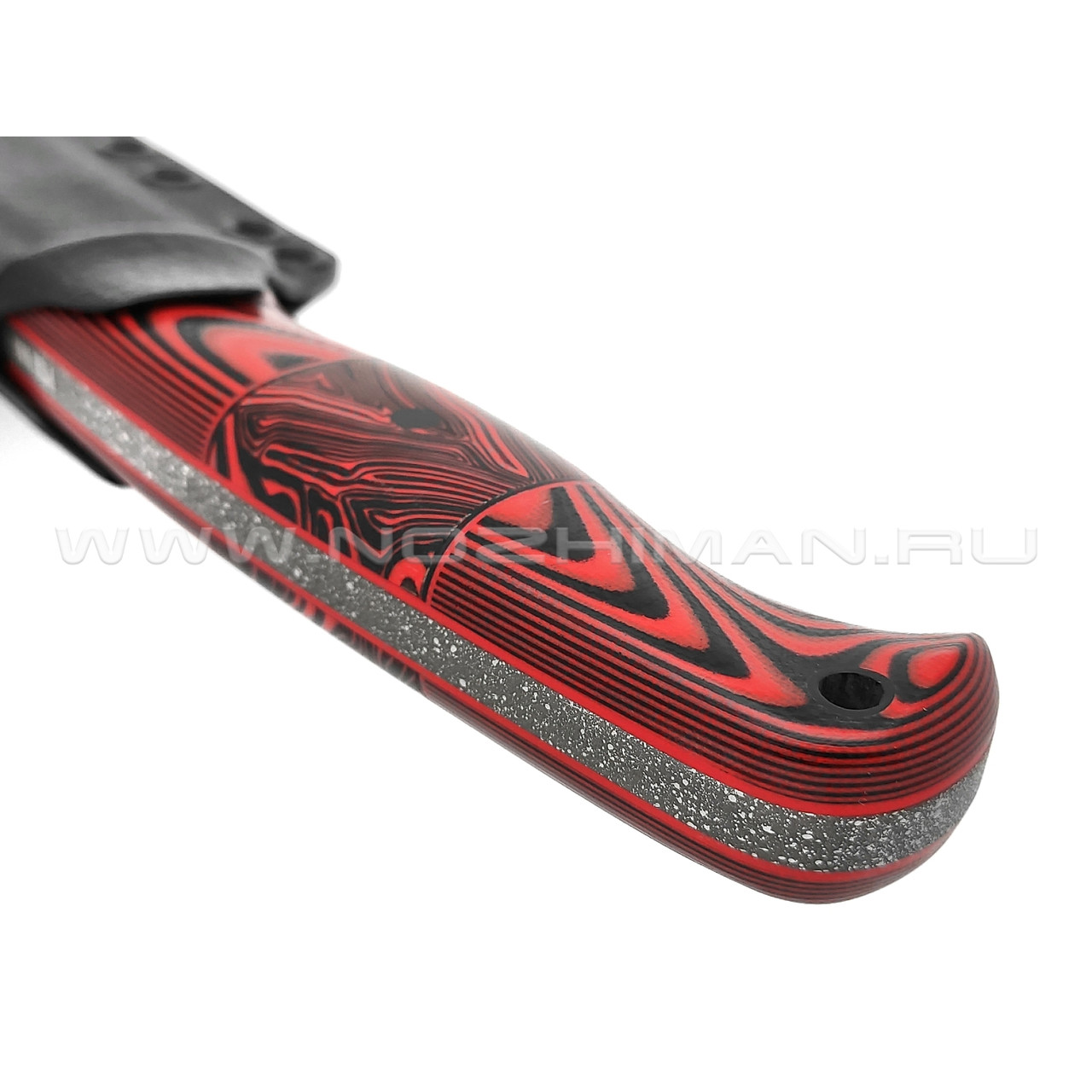 Волчий Век нож Ямской сталь PGK WA Дамаскаж, рукоять G10 black & red