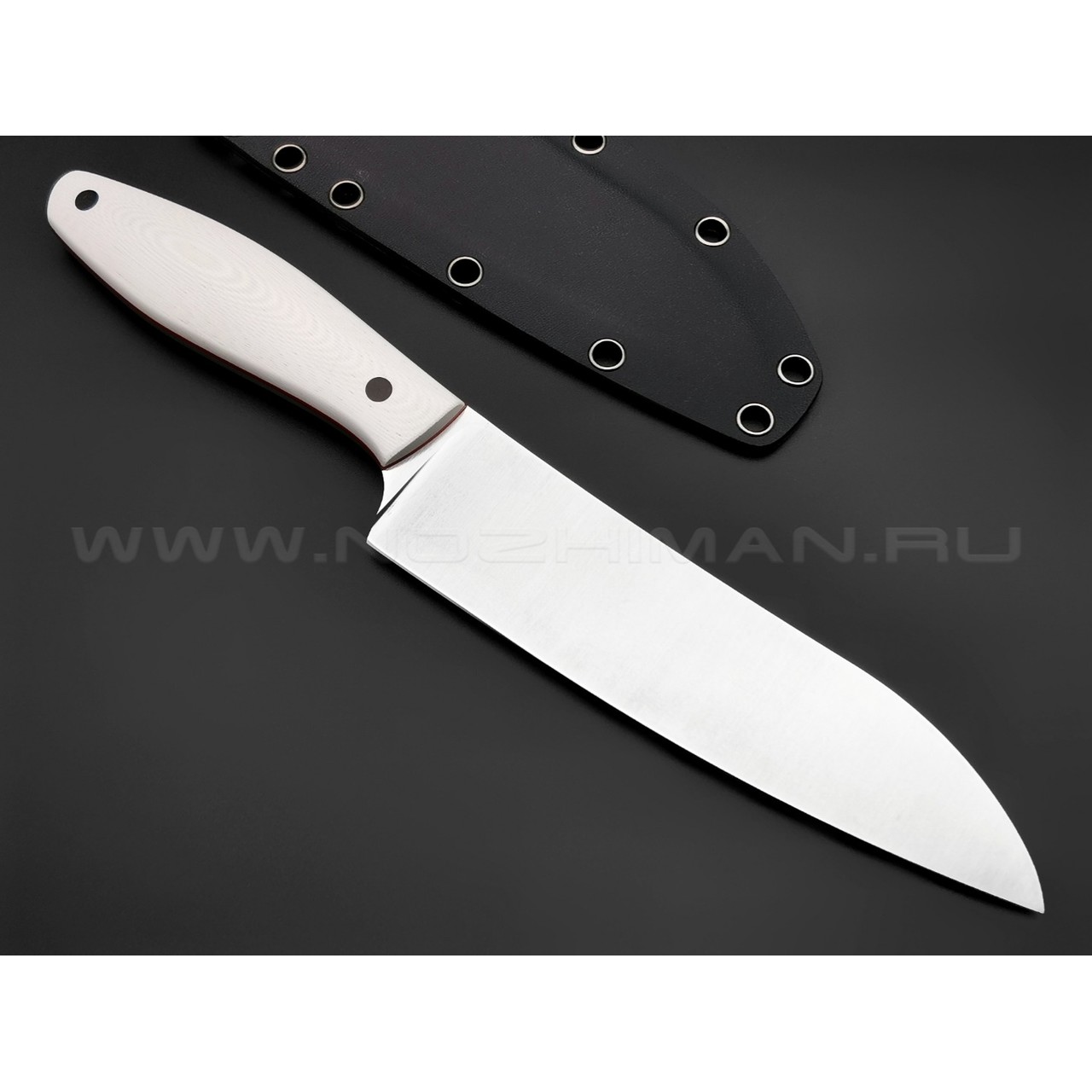 Апус нож Santoku сталь K110, рукоять G10 white & red