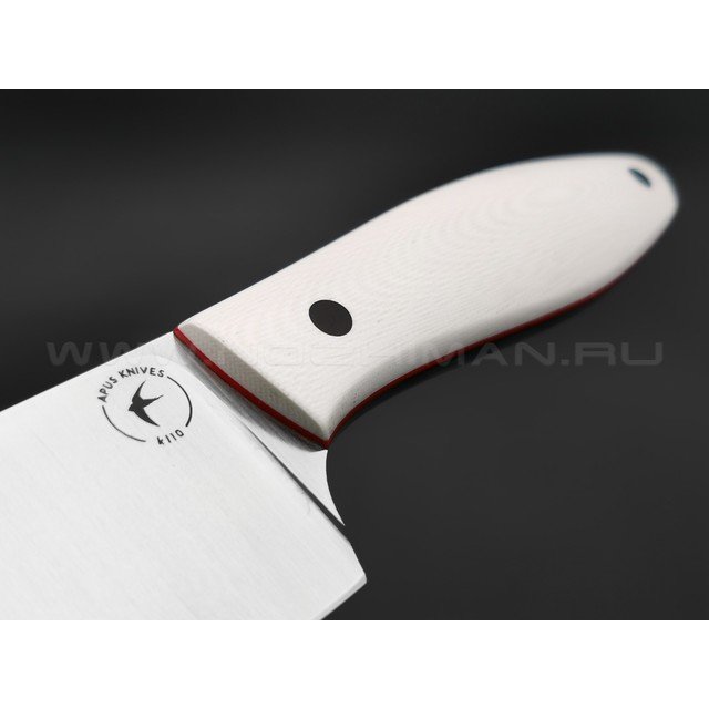 Апус нож Сантоку сталь K110, рукоять G10 белый