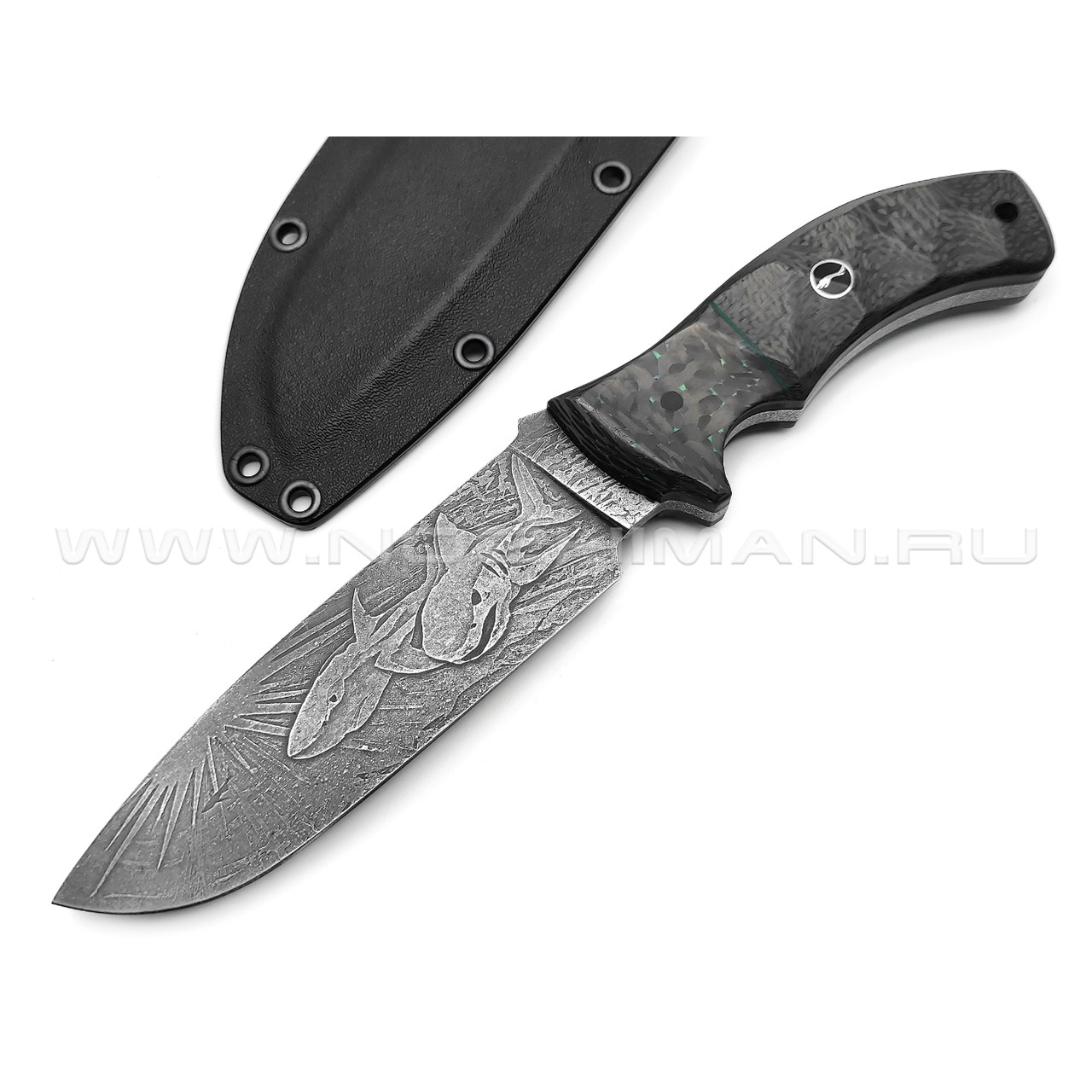 Волчий Век нож Команданте Shark сталь PGK WA, рукоять Carbon fiber