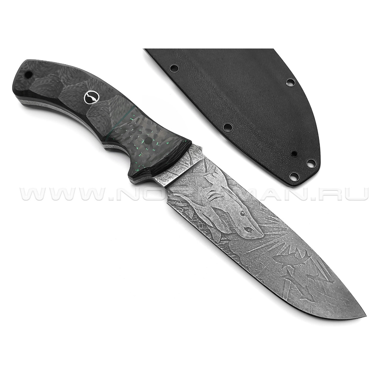 Волчий Век нож Команданте Shark сталь PGK WA, рукоять Carbon fiber