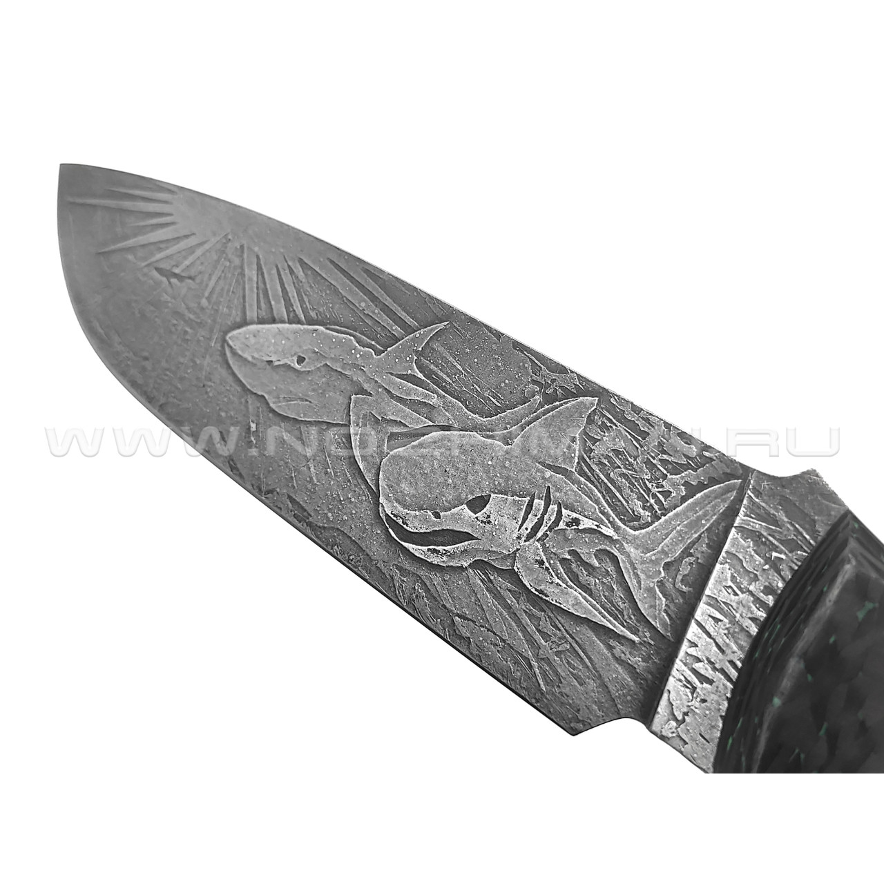 Волчий Век нож Команданте Shark сталь PGK WA, рукоять Carbon fiber