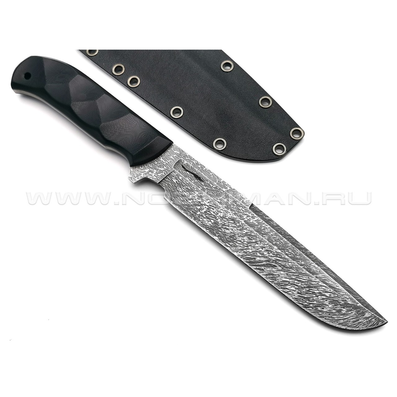 Волчий Век нож Пахарь Custom сталь Niolox WA Дамаскаж, рукоять G10 black