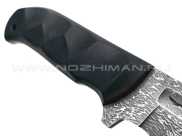 Волчий Век нож Пахарь Custom сталь Niolox WA Дамаскаж, рукоять G10 black