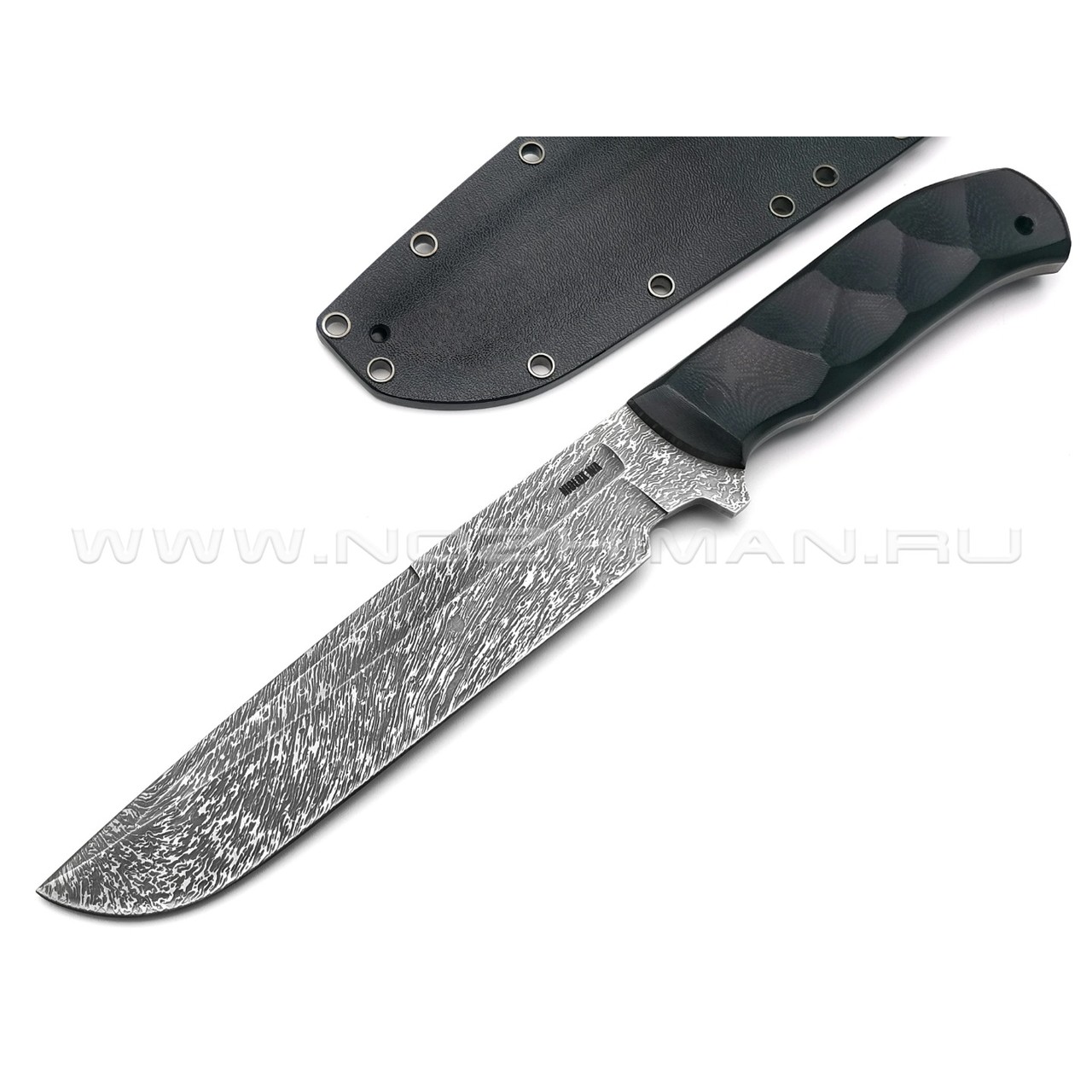 Волчий Век нож Пахарь Custom сталь Niolox WA Дамаскаж, рукоять G10 black