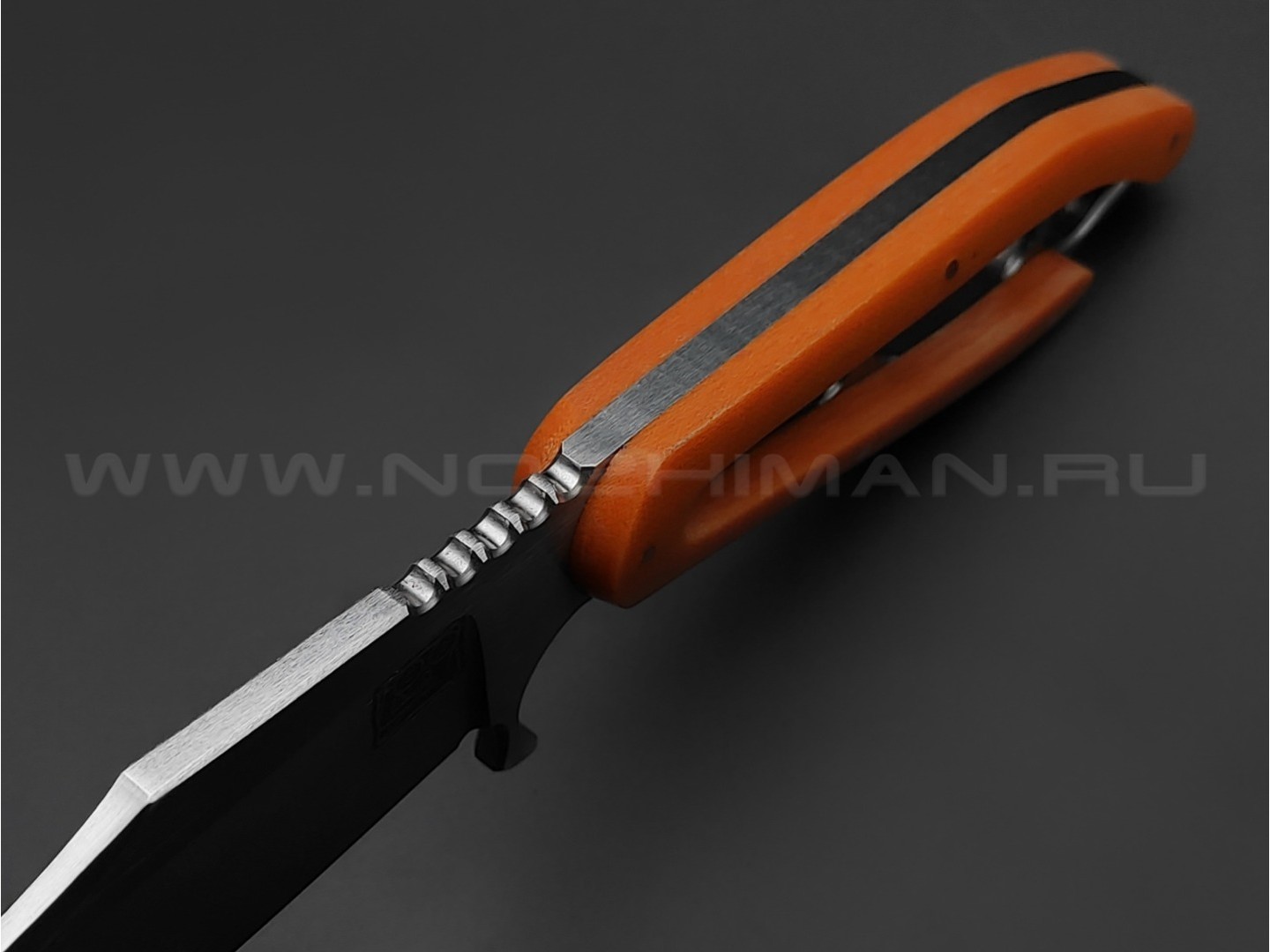 1-й Цех нож "Сиськи" сталь 440C, рукоять микарта orange